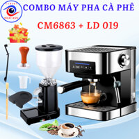 COMBO máy pha cà phê CM6863 và máy xay cafe LD019 - chuẩn vị Espresso - dùng gia đình