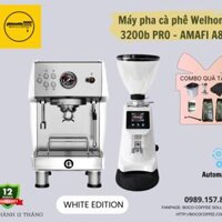 COMBO MÁY PHA CÀ PHÊ GEMILAI 3200B PRO - AMALFI A80 WHITE EDITON