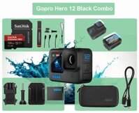 Combo Máy quay GoPro Hero 12 Black Chính hãng, tặng thẻ 128GB 4K, Sạc cầm tay, dán màn hình