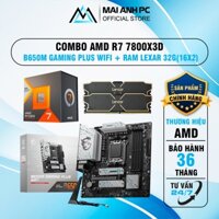 Combo máy tính gaming AMD R7 7800X3D + B650M Gaming plus wifi Ddr5 + RAM DDR5 32GB bus 6000