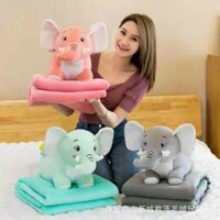Combo Mền Gối Văn Phòng Đa Năng Tiện Dụng Kèm Chăn 3in1 Gối Đầu Hoặc Ôm Hình Voi Con Nằm Đáng Yêu