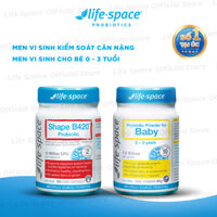 Combo Men vi sinh Life Space Shape B420 Probiotic 60v & Probiotic Powder For Baby hỗ trợ tiêu hóa cho bé 0-3yrs 40g