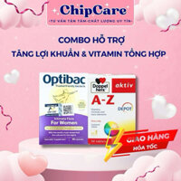 Combo Men vi sinh Optibac tím lọ 30v + vitamin tổng hợp A Z giúp khoẻ đủ chất Doppelherz
