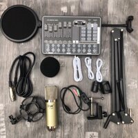 Combo mic thu âm AT350 sound card h9 dây live stream MA2 chân màng H9 có bluetooth autu-tune