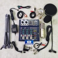 Combo Mic thu âm BM900 + Soundcard Mixer F4 FULL phụ kiện và nhiều phần quà hấp dẫn