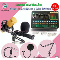 Combo Mic Thu Âm BM900 Soud Card K500 Có Bluetooth Chân Màng Dây Livestream MA2 bảo hành 6 tháng lỗi đổi