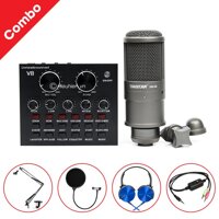 Combo Micro Takstar SM-8B + Sound Card V8 – Thu âm hát live stream, karaoke giá rẻ