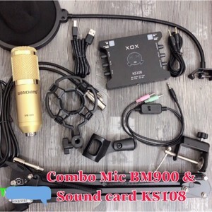 Combo Micro thu âm Ami BM-900, cound card XOX KS108