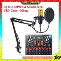 Combo Micro Thu Âm BM900 Sound Card V8S Có Bluetooth, Pin, Auto-tune Chân Kẹp Màng Lọc Bảo Hành 06 Tháng Lỗi Đổi.