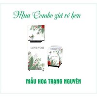 Combo miếng dán tủ lạnh và máy giặt không thấm nước mẫu hoa Trạng Nguyên (Kèm lưỡi dao và tờ hướng dẫn)