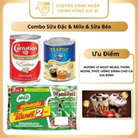 Combo Milo 30 Gói Và Sữa Đặc Teapot 380g Và Sữa Loãng Bông Hồng Carnation 385g Thái Lan - Hinohouse