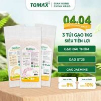 Combo mix 3 túi 1kg Gạo ST25, Jasmine và Đài Thơm Deli Rice - tơi xốp, dẻo thơm, thượng hạng - TOMAX