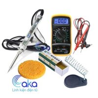 Combo Mỏ hàn 907, nhựa thông, bọt biển, đồng hồ XL830L, Kệ hàn lò xo