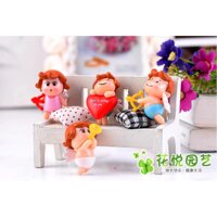 Combo mô hình 04 thần tình yêu Cupid trang trí tiểu cảnh, móc chìa khóa, DIY