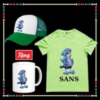 Combo Mũ Áo Sans Cá Mập xịn xò cho trẻ em Tặng Ly Sứ uống nước in hình Sans Undertale
