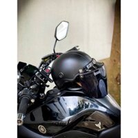 Combo mũ bảo hiểm 1/2 nửa đầu màu đen nhám Camry và kính đen bogo