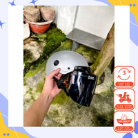 Combo mũ bảo hiểm nửa dầu 1/2 sơn bạc nhám và kính den bogo chính hãng Camry