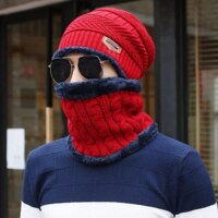 ComBo Mũ Len Kèm Khăn Cổ Hàn Quốc  - Đỏ