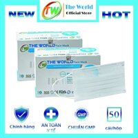 Combo mua 2 hộp tặng 1 hộp Khẩu trang y tế 3 lớp The World kháng khuẩn, bụi mịn chất lượng - Hàng Chính Hãng The World - XANH