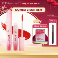 [COMBO MUA 2 SON TẶNG BỘ GƯƠNG CỌ KIM TUYẾN] Son Kem Rosy Mềm Mịn môi Cao Cấp, Không chì, Siêu lì, An toàn