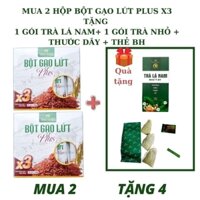 COMBO MUA 2 TẶNG 1 +QUÀ, Mua 2 hộp bột gạo lứt Plus X3 được tặng 1 hộp + trà lá nam, công dụng giam kg, mỡ bụng hiệu quả