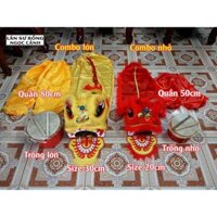 Combo múa lân cho bé từ 2 đến 10 tuổi (Đầu+đuôi+trống+quần)