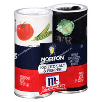 Combo Muối i-Ốt & Tiêu Đen Morton Iodized Salt & McCormick Pepper, Shaker Set, Cặp Lọ Rắc 113g (4 Oz.) & 35g (1.25 Oz.)