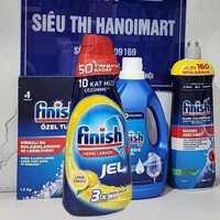 Combo Muối rửa chén Finish 1.5kg + Nước rửa bát Finish 1500ml + Nước làm bóng finish 400ml dùng cho máy rửa bát