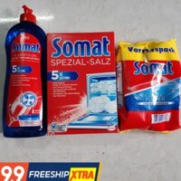 Combo muối rửa chén Somat 1,2kg+ bột rửa chén Somat 1,2kg + nước làm bóng chén Somat 750ml