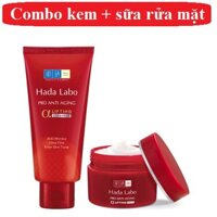 Combo mỹ phẩm Hada Labo đỏ kem dưỡng chống lão hóa da 50g + Sữa rửa mặt Hada Labo Pro Anti Aging α Lifting Cleanser 80ml
