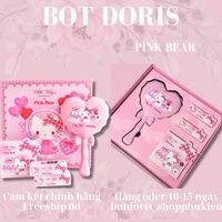 Combo mỹ phẩm Pink Bear Hello Kitty, Set son phấn Pinkbear Hello Kitty màu hồng, phụ kiện BOT DORIS