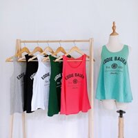 Combo năm áo 3 lỗ nữ thun cotton freesize in chữ Eddie đơn giản tặng kèm chun cột tóc mẫu tanktop ba lỗ thun giấy giá rẻ