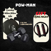 Combo "Nắm Đấm Thép" gồm tạ và đệm PowMan, Tạ gym tập tay 10lbs, đệm tập đấm boxing gắn tường