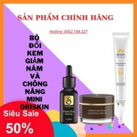 COMBO Nám ORISKIN MELASMA WHITENING CREAM 6g & WHITE SKIN SERUM 10MLvà kem chống nắng ORISKIN UV PERFECT SUN CREAM 20ML