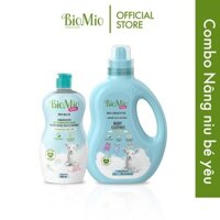 Combo Nâng Niu Bé Yêu BIOMIO: Nước Giặt Xả 900ml, Nước Rửa Chén 450ml Thành Phần Thiên Nhiên An Toàn Cho Bé