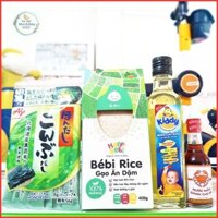 (Combo Ngày Sale) Combo ăn dặm tiết kiệm cho bé/ Gạo Happi Bébi + Dầu Ăn Kiddy + Nước Mắm 9Nghĩa + Hạt Nêm Rong Biển