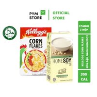 Combo Ngũ Cốc Ăn Sáng Kellogg's Corn Flake Breakfast Cereal Vị Ngô Mảnh 275g và Sữa Đậu Nành Homesoy Soya Milk 1L