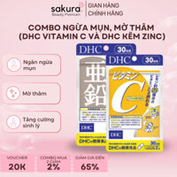 Combo ngừa mụn, mờ thâm (DHC vitamin C Và DHC kẽm ZinC) 30 ngày