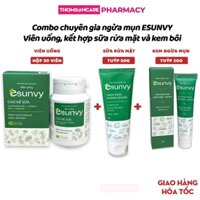 Combo ngừa mụn sáng da từ thảo dược Esunvy- Giúp làm giảm các loại mụn, nám da , giải độc gan, làm sạch da mặt