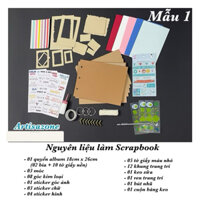 Combo nguyên liệu làm Scrapbook, album ảnh (18cm x 26cm) - 01 combo - (Đọc kỹ mô tả sản phẩm trước khi order)