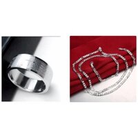 combo nhẫn thép titan và dây chuyền bạc 925 thời trang nam nữ (55cm)