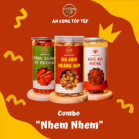 Combo Nhem Nhem nhà Tóp Tép ( Khô bò miếng, Da heo Hoàng kim, Bánh tráng phô mai) tặng đồ ăn vặt 1k