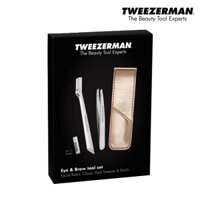 COMBO NHÍP NGHIÊNG, DAO CẠO LÔNG MÀY VÀ BAO DA - Tweezerman EYE&BROW TOOL SET (4226-4-APAC)