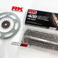 COMBO NHÔNG SÊN DĨA CHO YAMAHA XSR155 / R15V3 / XS155R (NHÔNG DĨA RK BẠC + SÊN RK 428 ELO CÓ PHỐT O-RING, MÀU XÁM)