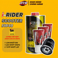 Combo Nhớt Eni Scooter MA2 5W40 1.2L + Lọc nhớt + 3 Tuýp nhớt láp Eni 80W90 120ml  (Vespa/Piaggio)