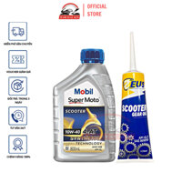 COMBO nhớt tay ga MOBIL SCOOTER 10W40 800ML và nhớt LAP ZEUS SCOOTER GEAR OIL 120ML