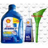 Combo Nhớt Tay Ga Shell Advance Ax7 Scooter 10w40 800ml ( 0.8L )+ Nhớt Lap Shell + Kèm phễu