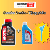 COMBO nhớt xe tay ga MOTUL POWER LE + nhớt làm mát Honda 500ml - Tặng phễu