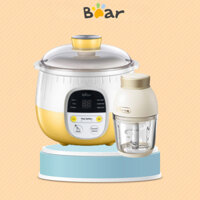 COMBO Nồi nấu cháo chậm 0.8L Bear SUBE001 + Máy xay ăn dặm cho bé 0.6L Bear QSJ-D02Q1, BH 18 Tháng