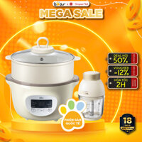 COMBO Nồi Nấu Cháo Chậm Bear 1.6L SUBE002 Và Máy Xay Ăn Dặm Cho Bé Bear QSJ-D02Q1, Bảo Hành 18 Tháng